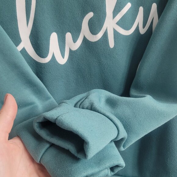 #142 Lucky Green / Blue Sweater Sz M - Picture 3 of 5